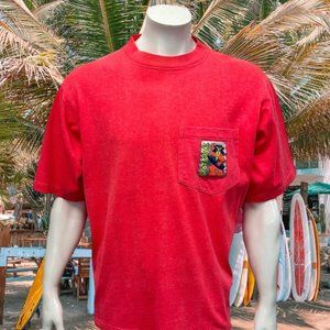 Vintage 80-90s Spot Sport European Beach Pink Single Stitch T-Shirt Surf USA XL